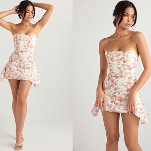 House of CB ‘Jasmine’ Rose Print Draped Corset Dress NWT